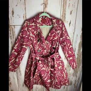 Merona water repellent paisley trench coat size L